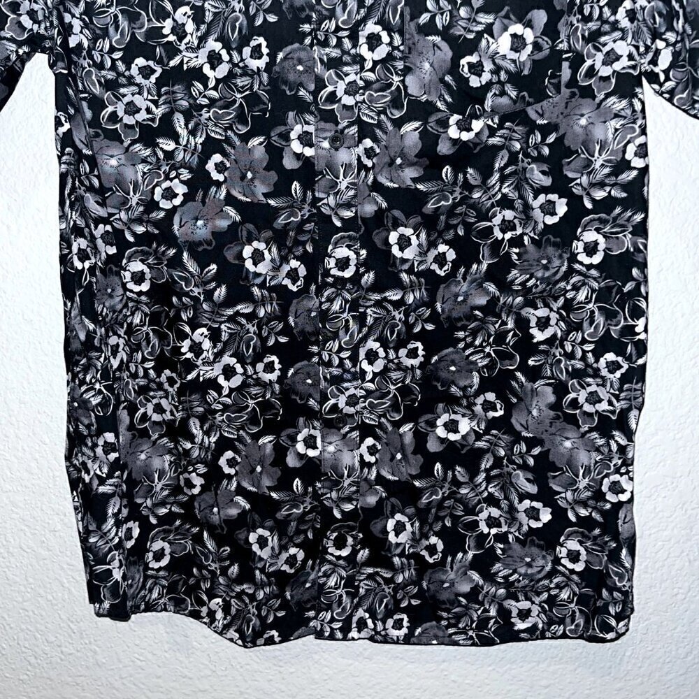 DRAVUS "Built for Wear" Gray & Black Floral Short Sleeve Button Up Men's Shirt L - Picture 3 of 8
